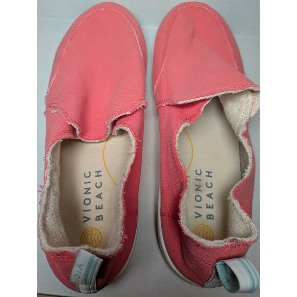 Vionic Beach Canvas Slip-On Sneakers Malibu Womens Sz 11 Coral Pink Comfort Shoe - Picture 11 of 15